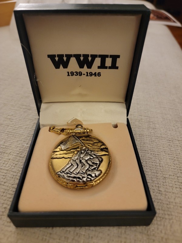 BRAND NEW WWII "RAISING THE FLAG ON IWO JIMA" COMMEMORATIVE POCKET WATCH gallery