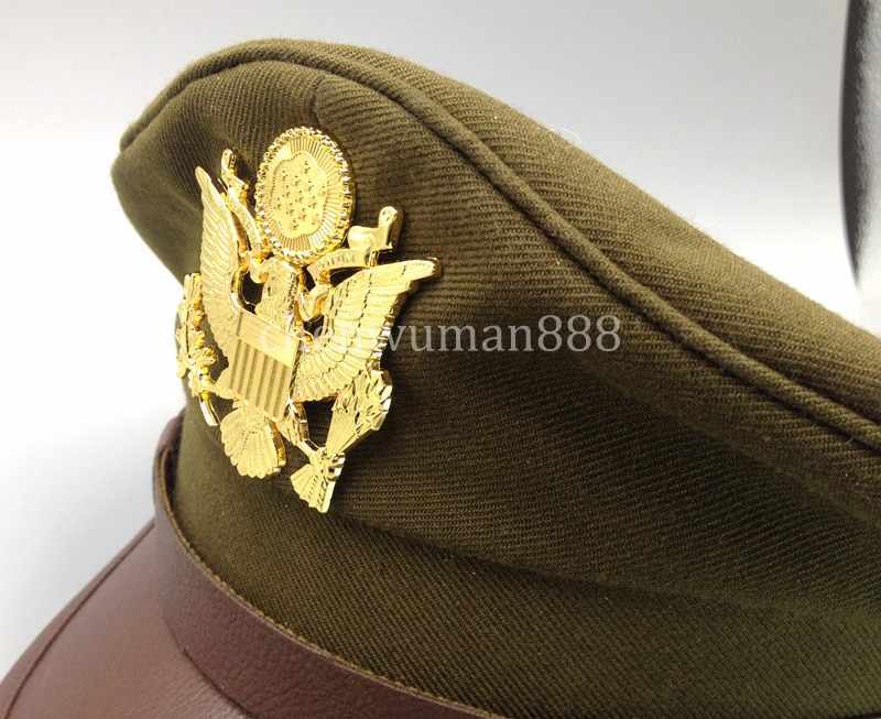 US ARMY AIR CORPS FORCE MILITARY HAT OFFICER WIDE BRIM EAGLE BADGE HAT CAP -XL gallery