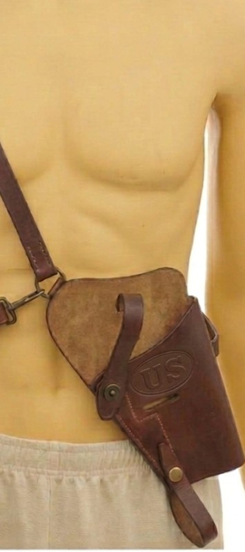 US WW2 M7 Leather Shoulder Holster for Colt M1911 .45 ACP Pistol Replica Brown. gallery