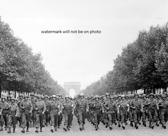 American Troops Marching in Paris Victory Parade 8″x 10″ World War II Photo #124