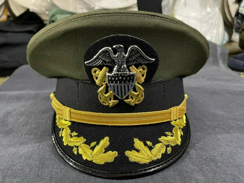 WWII WW2 US Navy Senior Men’s Officer Visor Embroidered Hat Caps Reproduction