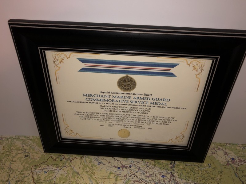 SCSA - MERCHANT MARINE ARMED GUARD COMMEMORATIVE MEDAL CERTIFICATE ~ Type 1 gallery