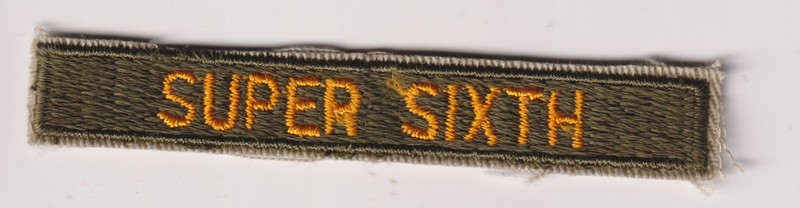 6th Armor Division Super Sixth tab patch reproduction gold on green 1970s make