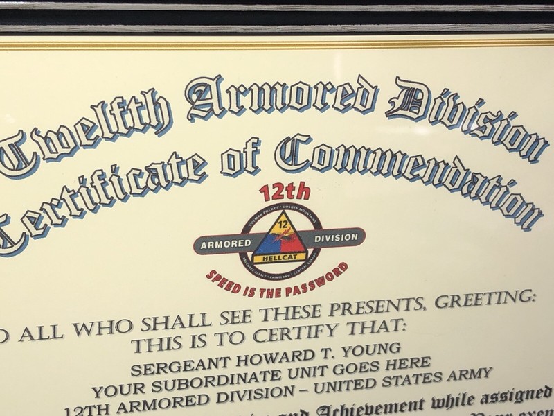 12TH ARMORED DIVISION / COMMEMORATIVE - CERTIFICATE OF COMMENDATION gallery