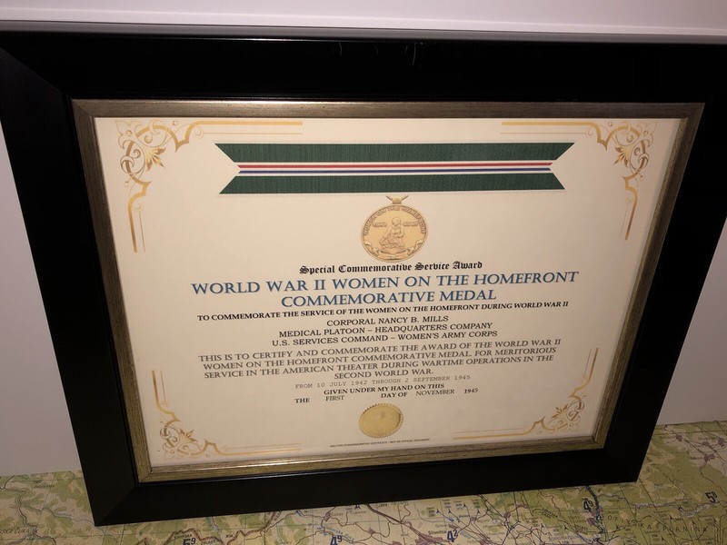 SCSA – WW2 WOMEN ON THE HOMEFRONT COMMEMORATIVE MEDAL CERTIFICATE ~ Type 1