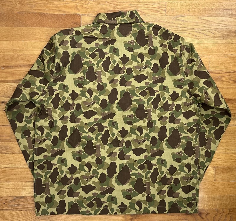WWII WW2 US ARMY 44R Jacket Men Large Brown Frog Skin Camo HBT Duck USMC gallery
