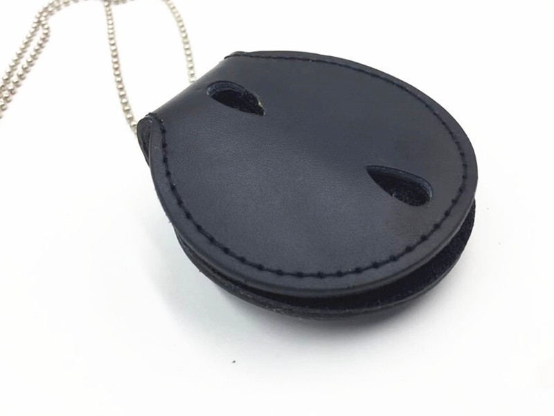 Us Police Badge Round Holder Leather Belt Clip BLACK Us Badge Holder Chains Pend