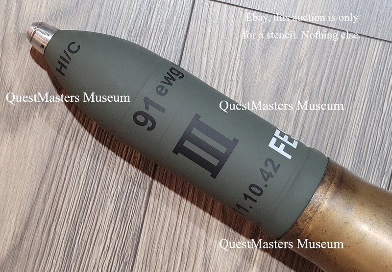 German WWII 7,5cm 75mm KwK 40 Sprenggranate 38 H1/C, Panzer IV Stug, Stencil 068