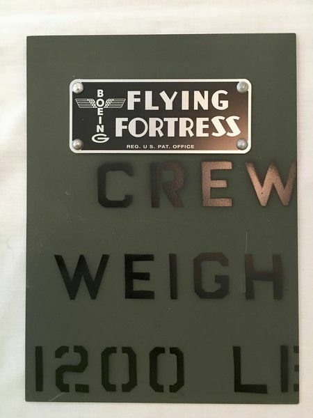 Custom B-17 "Crew Weight" Panel MK-0102 gallery