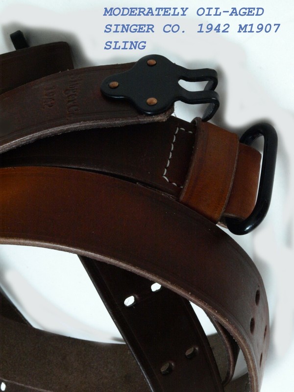 US M1 Garand. '03 rifle sling SINGER CO. 1942 PREMIUM M1907 leather REPRO NEW gallery