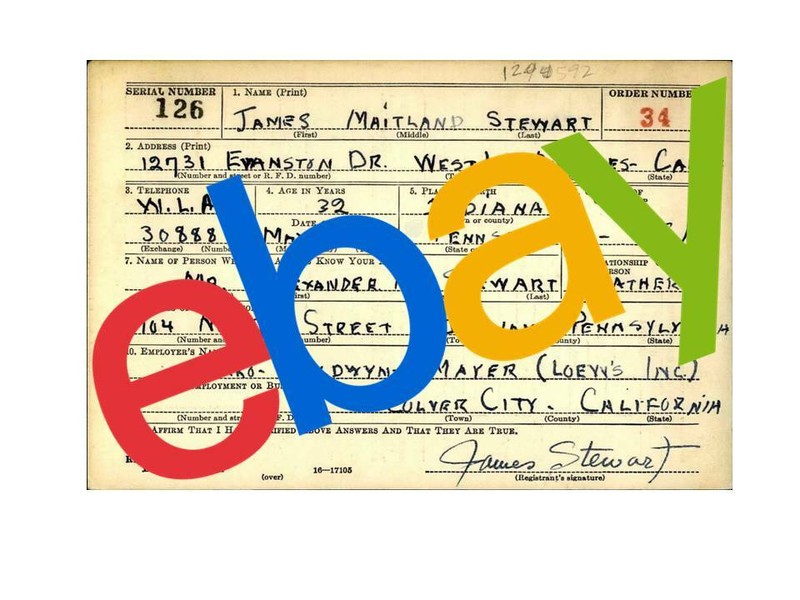 JIMMY STEWART WW2 Draft Registration Card WORLD WAR II Its A Wonderful Life ARMY