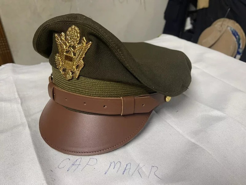 WW2 US Army Aircorps Military Officers Pilots OD Visor Crusher Hat Cap gallery
