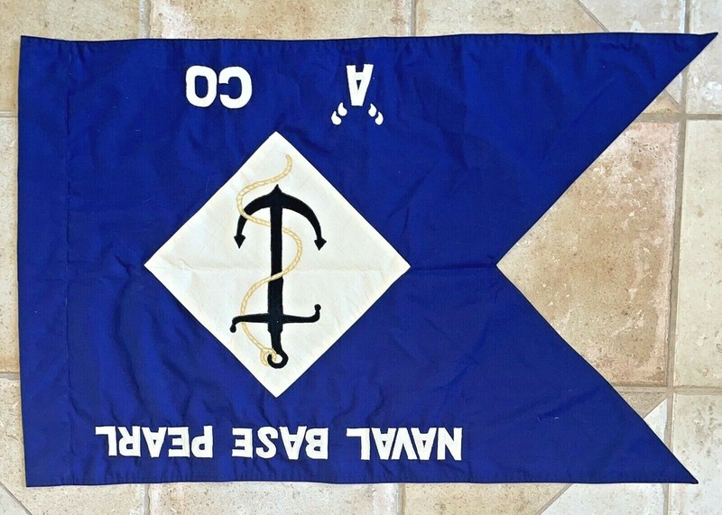 USN UNITED STATES NAVY US NAVAL BASE PEARL " A " COMPANY BLUE ANCHOR FLAG gallery