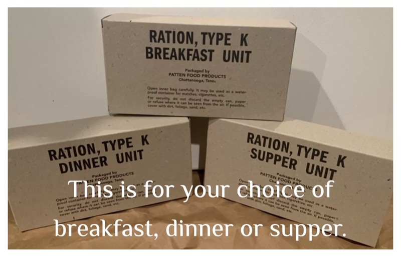 Early-Mid War Fully Edible WWII Reproduction K Ration Breakfast Dinner Or Supper gallery