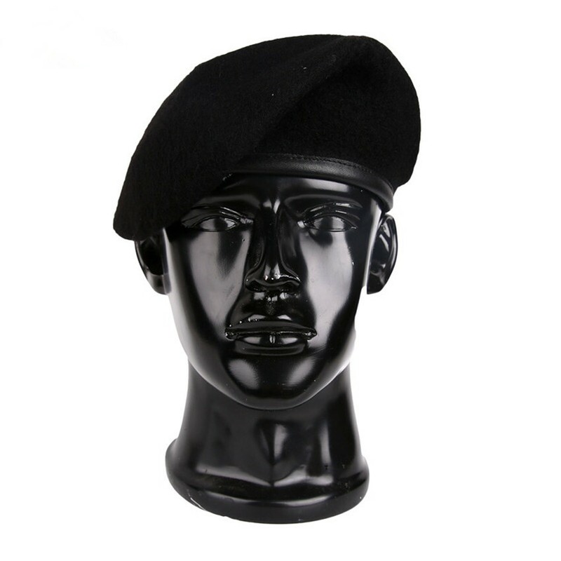 US ARMY MILITARY SPECIAL FORCES RANGER WOOL CAP HAT BERET BLACK