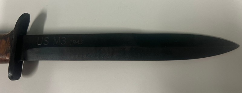 U.S. M-3 FIGHTING KNIFE W/ SHEATH KNIFE DATED 1943 gallery