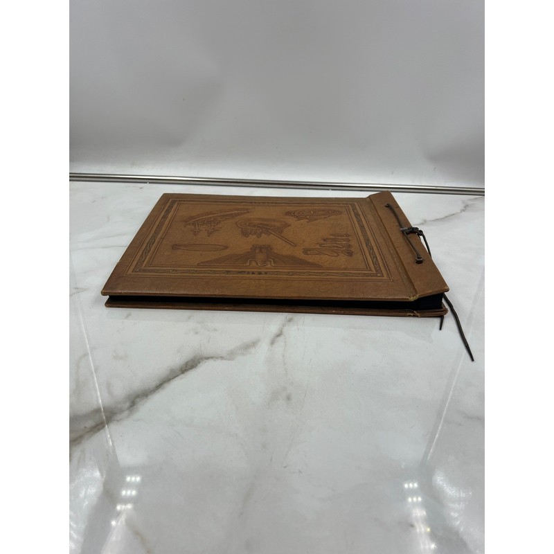 Vintage WWII Military Embossed Photo Album Eagle Tank Plane Ship Blimp Brown gallery