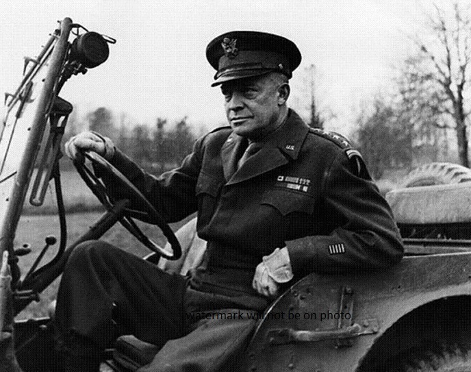 General of the Army, Dwight D. Eisenhower in a Jeep 8″x 10″ WWII WW2 Photo 399