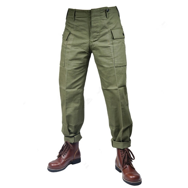 WW2 MILITARY ARMY GREEN HBT FIELD PANTS TROUSERS(NO SHOES). gallery