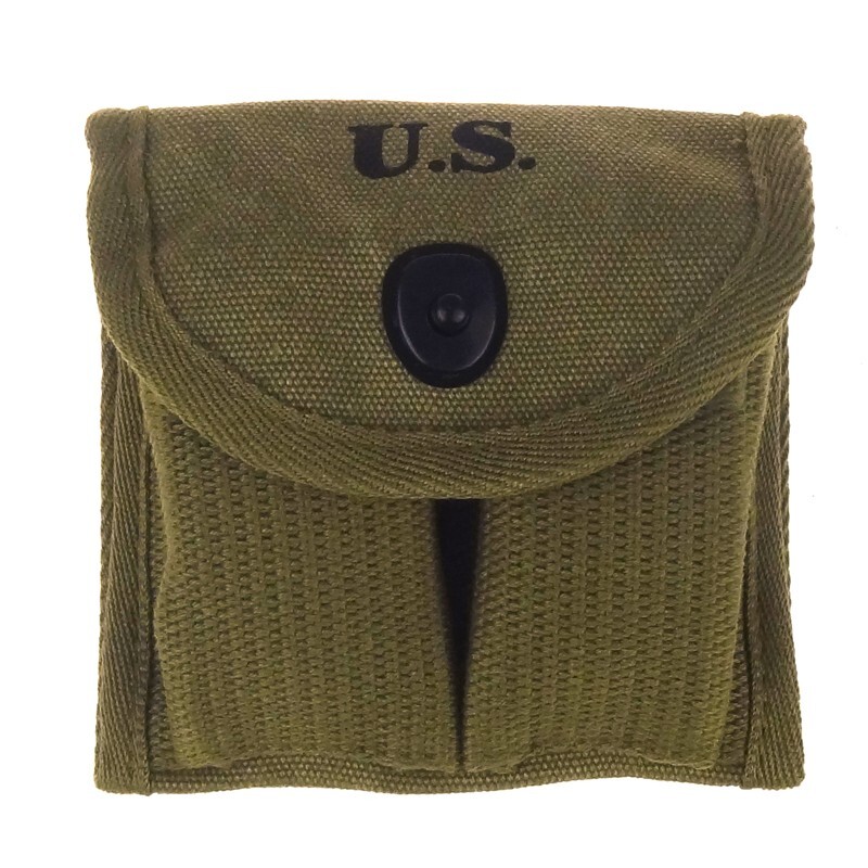 WWII WW2 U.S. M1 Carbine Ammo Pouch Magazine Bag 2 Cells Buttstock Khaki