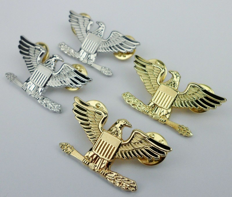 Two Pair WW2 WWII US Army Colonel Eagle War Bird Device Pin Badge Insignia gallery