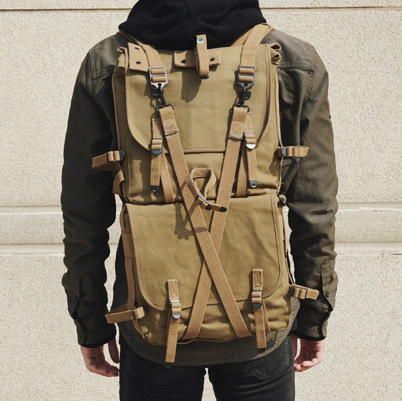 WWII US USMC ARMY FIELD EQUIPMENT M1941 CANVAS BACKPACK BELT COMBINATION gallery