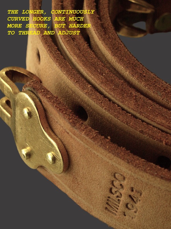 WW2 sling M1907 repro MILSCO 1941 natural finish brass ftgs. straight hooks gallery