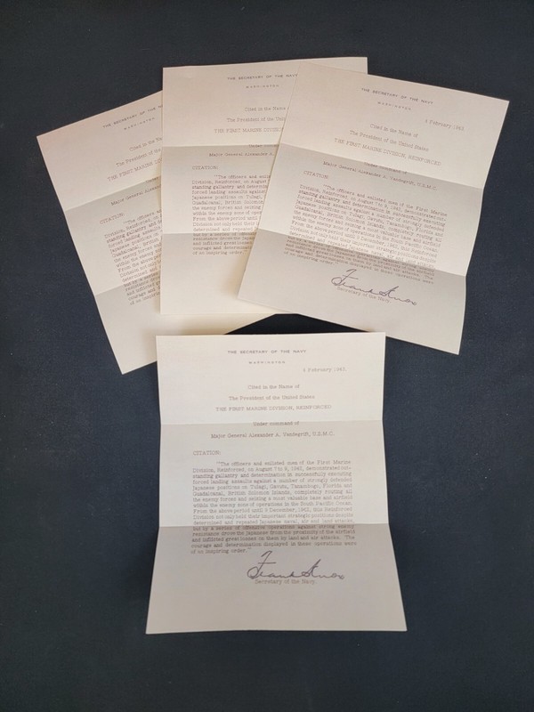 WW2 1st Marine Division Presidential Unit Citation ( Reproduction)