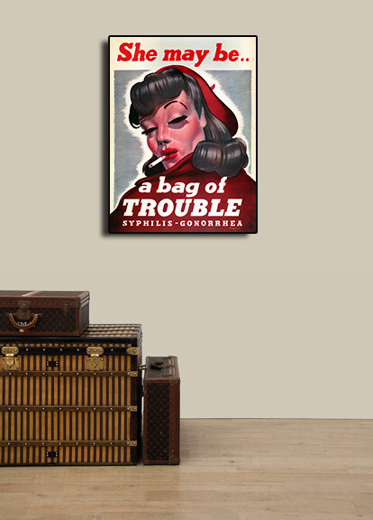 "She May Be A Bag of Trouble" - 1940s WW2 Army Venereal Disease Poster - 18x24 gallery