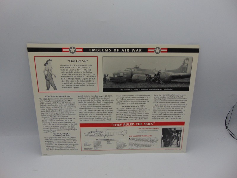 Willabee & Ward Emblems Of Air War WWII Patch 100th Bombardment Our Gal Sal gallery