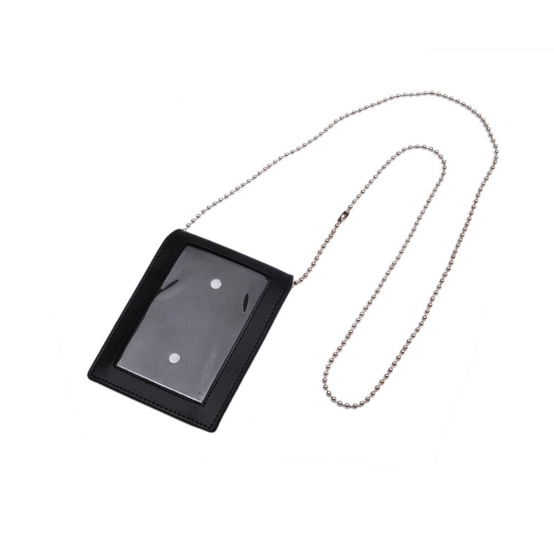 TACTICAL MILITARY NECK BADGE ID CREDIT CARD PEN HOLDER LEATHER POUCH A