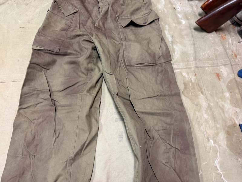 WWII US ARMY DARK SHADE HBT COMBAT FIELD TROUSERS- SMALL 32 WAIST gallery