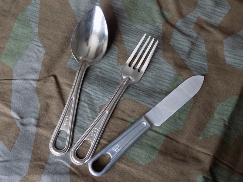 WW2 US Army Utensil - Fork, Spoon, Dinner Knife Eating Set - High Quality Repro