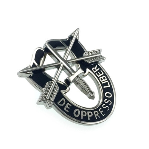 US Special Forces Sf Hat Pin Motto Metal Badge De Oppresso Libe Silver gallery