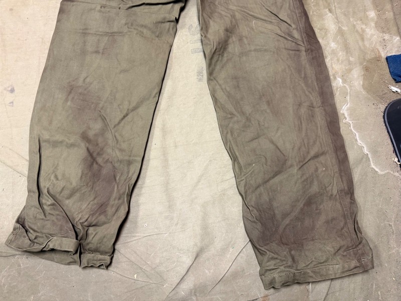 WWII US ARMY DARK SHADE HBT COMBAT FIELD TROUSERS- SMALL 32 WAIST gallery