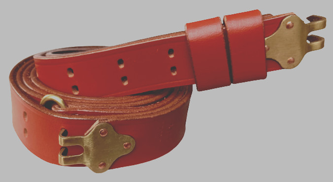 WWII M1 GARAND RIFLE BROWN CARRY SLING WITH COPPER FITTINGS