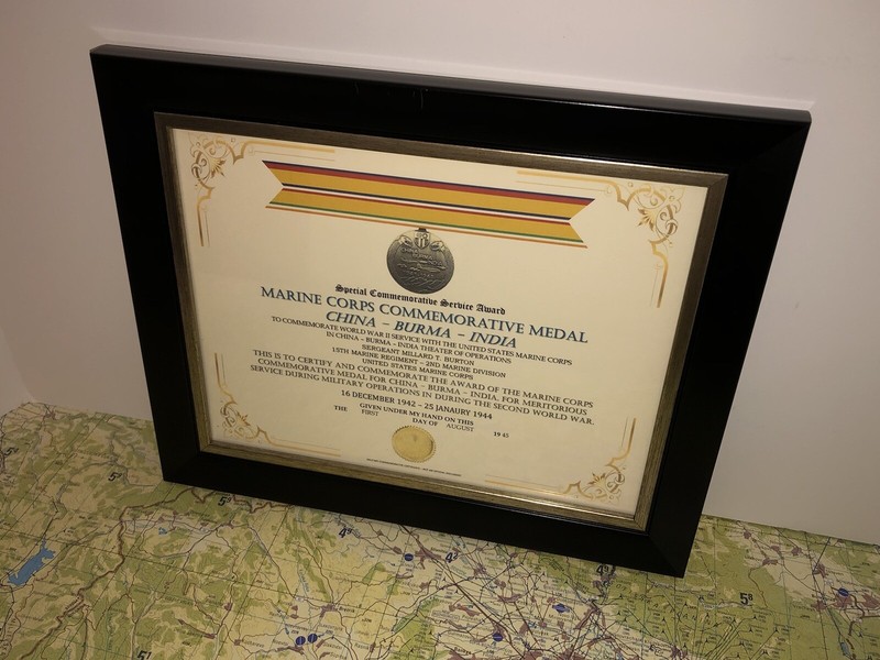 SCSA - MARINE CORPS COMMEMORATIVE MEDAL [CHINA-BURMA-INDIA] CERTIFICATE ~ Type 1 gallery