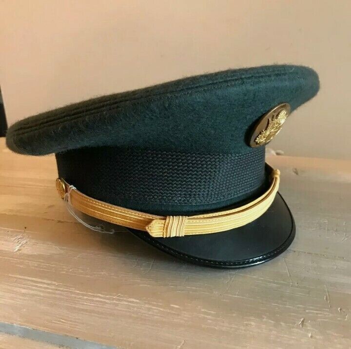 US Army NCO crusher uniform Visor Hat Dark green wool felt USAA gallery