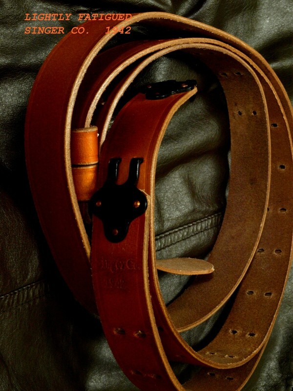 US M1 Garand. '03 rifle sling SINGER CO. 1942 PREMIUM M1907 leather REPRO NEW gallery