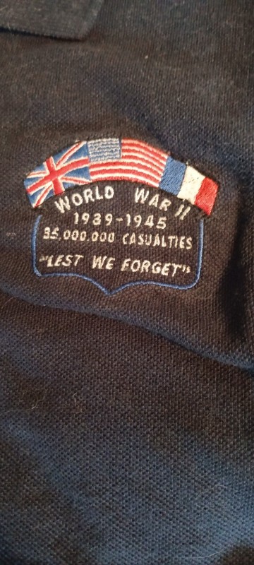 World War Two Commemorative Collared Dark Blue Lg Shirt Lest We Forget Made USA gallery