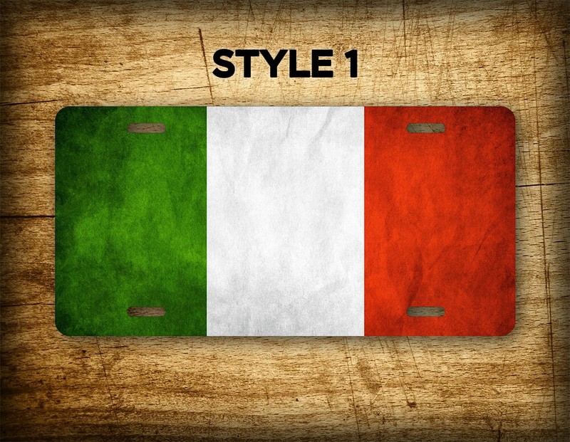 Italian Flag Americana Styled Grunge Metal License Plate Antique Italy Flag
