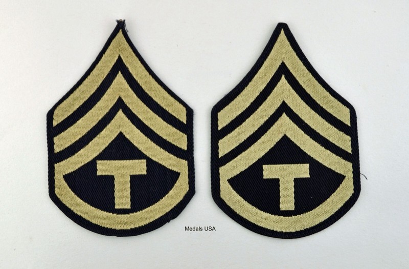 Army WWII/Korea Teck 3 Sergeant Cloth Rank pair - Shoulder Sleeve Stripes