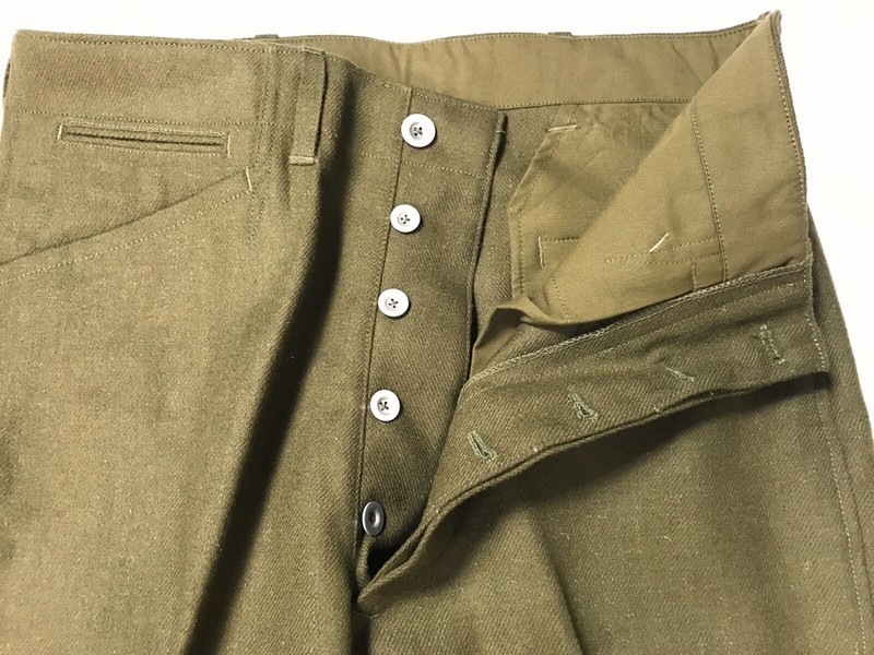 WWII US M1937 WOOL COMBAT FIELD STRAIGHT LEG TROUSERS- SIZE LARGE 36 WAIST gallery