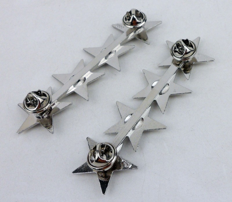 Silver US Military Officers Four Star Shoulder Rank Badge Pins Insignia gallery