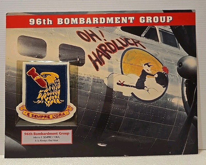 WWII Emblems Of Air War Patch 96th Bombardment Group "E Sempre L'Ora" W&W