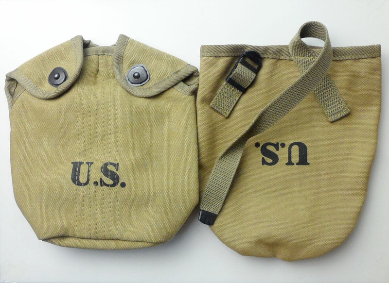 SET WWII US Army Military Water Canteen Cover Shovel Cover Carrier