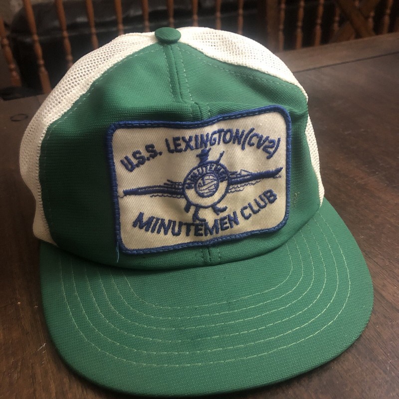 Vintage U.S.S. Lexington cv2 minute men club hat. 1970s-80s? Military,WW2