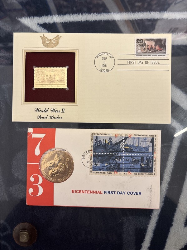 First Day Issues World War II Pearl Harbor/ Bicentennial With Sealed Coins