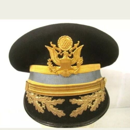 USA Hat Cap – Infantry Dress Blue Visor Cap w/Oak Leaf Brim USA Caps Hats