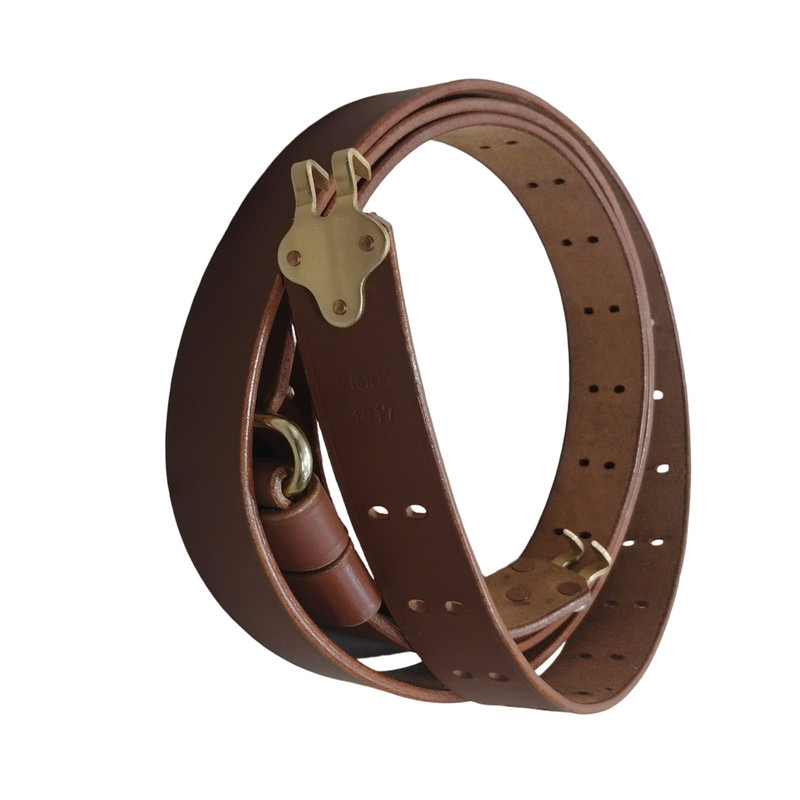 WWII US M1 GARAND RIFLE M1907 LEATHER CARRY SLING COPPER gallery